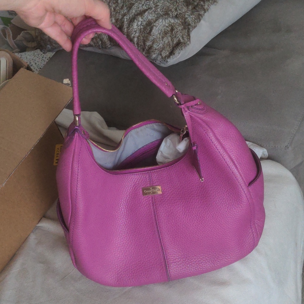 🍇 Cole Haan Hobo Bag LEATHER Purse Shoulder - Picture 11 of 14